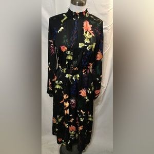 A New Day Black Floral Long Sleeve Dress
